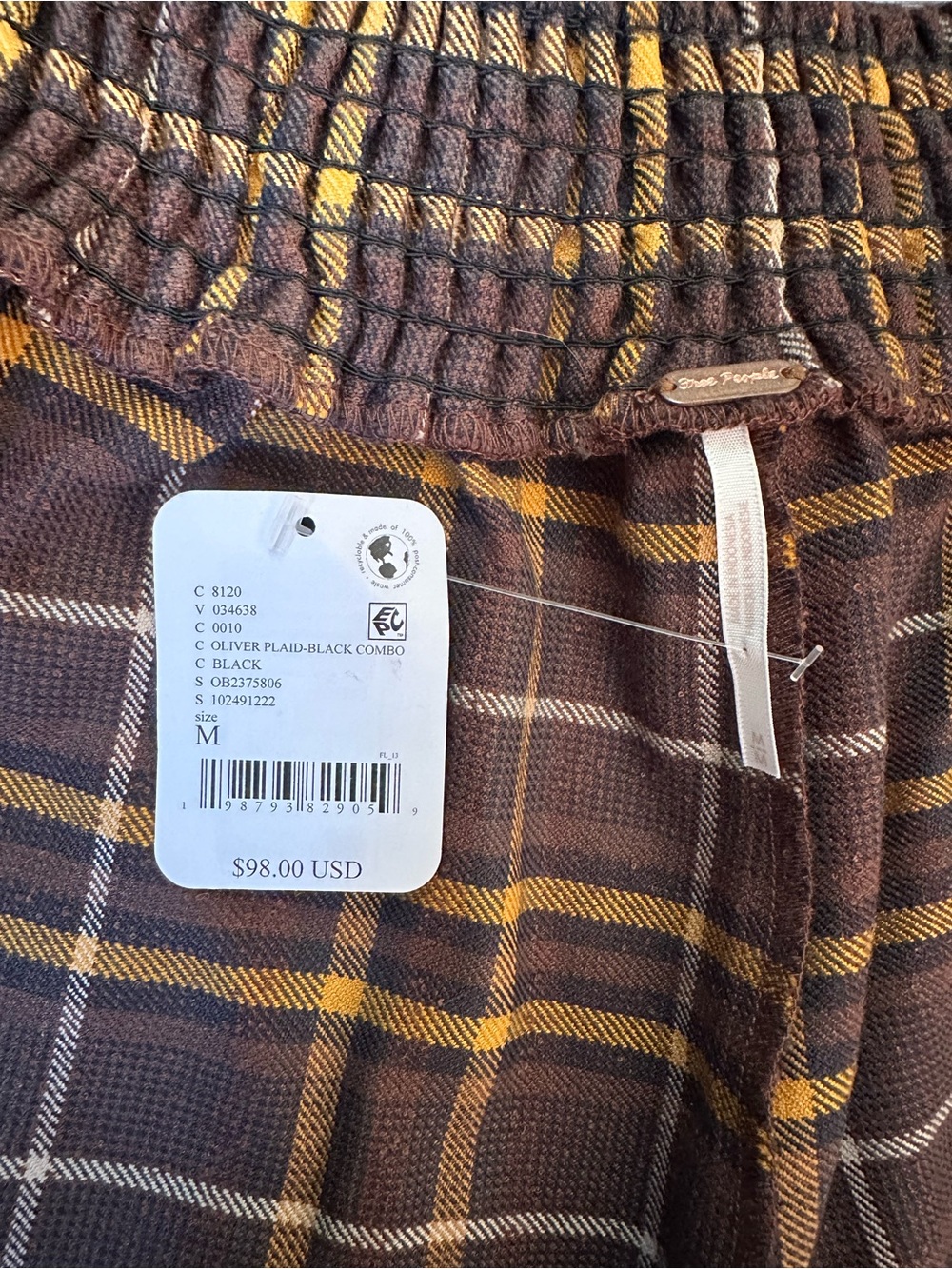 Free People Brown Plaid A-Line Mini Skort - Picture 3 of 3